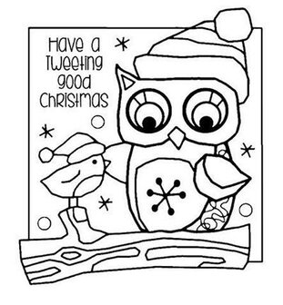Clear stamp Tweeting Christmas kerst uil p/set