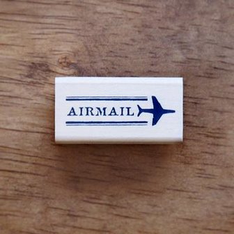 Stempel Airmail vliegtuig 4x2cm p/st hout