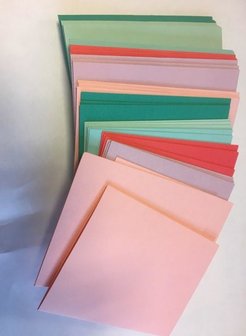 Envelop 8.1x11.4cm p/18st Roze/zeegroen met kaartje A7/C7
