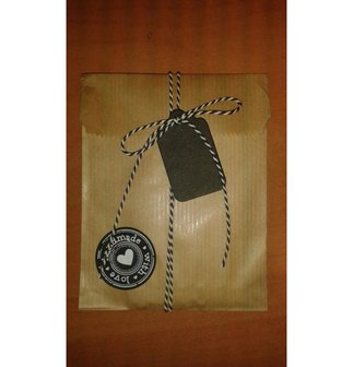 Zakken bruin set incl wit/blauw touw label en etiket p/2st