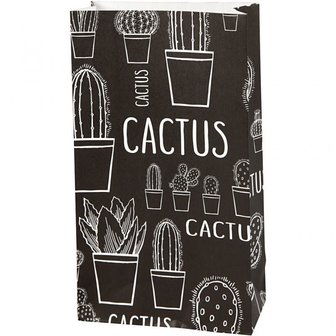Zakken zwart Cactus 6x12x21cm p/10st blokbodem papier 