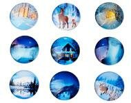 Cabochons/plakstenen winter print 25mm p/10st glas
