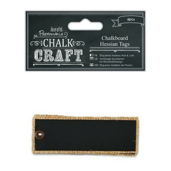 Chalkboard Jute Labels 8.5x3cm p/6st kraft/zwart