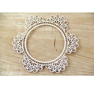 Chipboard Doily Lace Round Doily open 12cm p/st