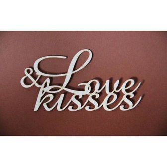 Chipboard text Love &amp; Kisses p/st