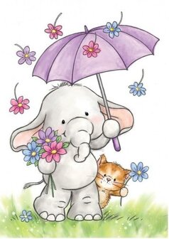 Clear stamp Bella with Umbrella A7 p/st