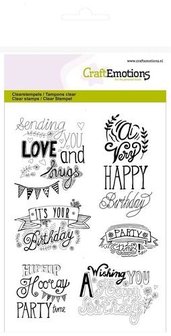 Clear stamp birthday handlettering A6 p/st