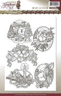 Clear stamp Christmas Greetings p/st
