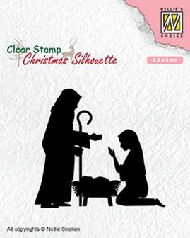 Clear stamp Christmas Silhouette kerststal2 55x50mm p/st