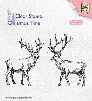 Clear stamp Christmas time twee rendieren 45x55mm p/st