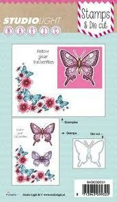 Clear stamp &amp; stans follow your butterflies p/set