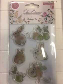 Clear stamp English Garden konijntjes A6 p/set