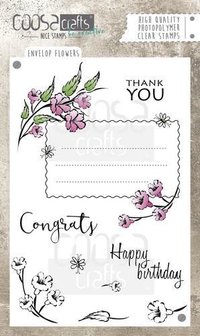Clear stamp envelop flowers thank you A6 p/st