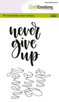 Clear stamp handletter never give up A6 p/st