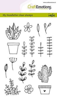 Clear stamp handletter floral images A6 p/st