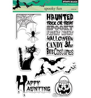 Clear stamp Spooky fun kat haunted A6