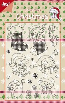 Clear stamp kerstmis beertjes in sok p/st