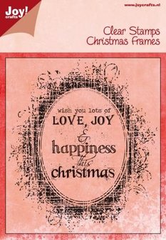 Clear stamp label kerst love joy p/st