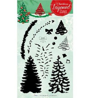 Clear stamp nr.07 Layered Christmas p/st kerstboom  
