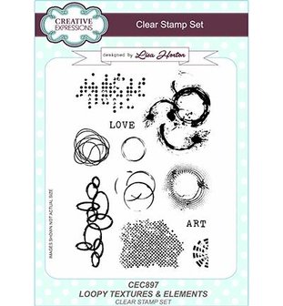 Clear stamp Loopy Textures &amp; Elements love A5 p/st