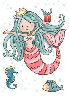 Clear stamp Mermaid Birthday A7 p/st