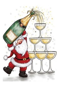 Clear stamp Santa with Champagne A7 p/st