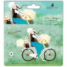 Clear stamp santoro meisje op fiets A5 p/st