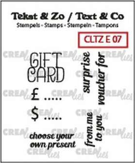 Clear stamp text gift card p/st Tekst&amp;Zo