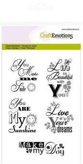 Clear stamp tekst EN you are my sunshine A6 p/st