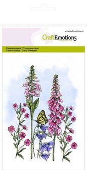 Clear stamp veldbloemen 3 vlinder midden A6 p/st