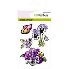 Clear stamp violen 1 Sweet Violets met vlinder A6 p/st