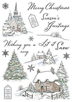 Clear stamp Winter Cottages A5 p/set