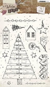 Clear stamp nr.313 Winter Days A6 p/st kerstboom 