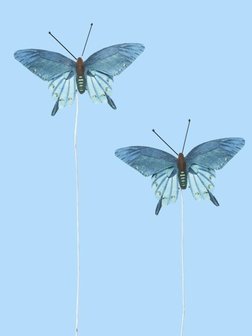Vlinder grijs-blauw 35x65mm p/2st