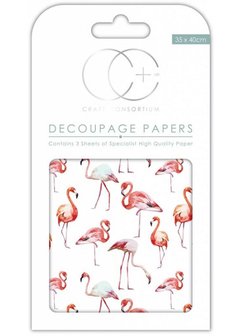 Decoupage papier Flamingos 35x40cm 3/vel