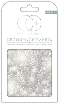 Decoupage papier Silver Snowflakes 35x40cm 3/vel