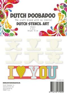 Dutch Stencil Art Shapes I love you letters A5 p/st