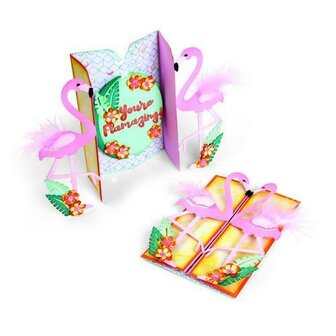 Stans thinlits Card Flamingo Fold-a-long Jen long p/12st