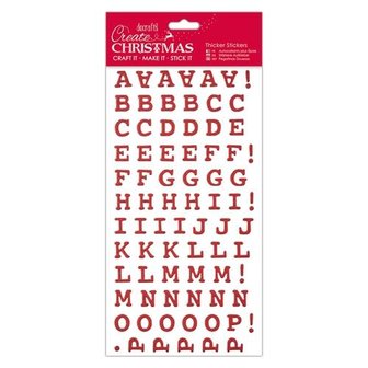 Stickers christmas woorden alfabet glitter p/st rood