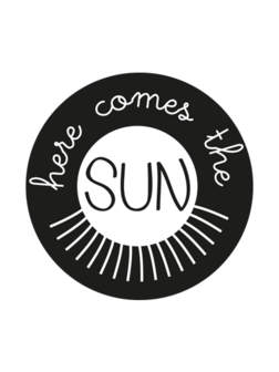 Stickers here comes the sun zwart 40mm p/10st