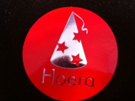 Stickers Hoera! rood p/20st 