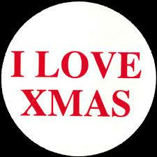 Stickers wit I love XMAS p/20st rood