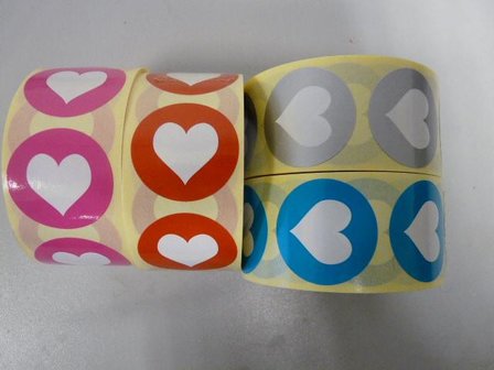 Stickers Kadootje hart ster assorti print en kleuren p/20st