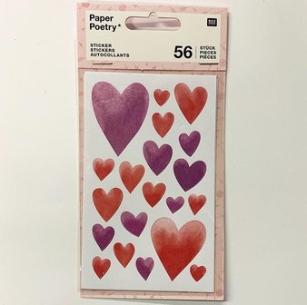 Stickers kleine en grote hartjes p/56st