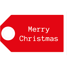 Stickers label rood merry christmas p/100st 3.5x6cm