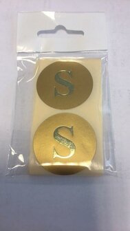 Stickers Sinterklaas S rond   inhoud 500 stuks goud