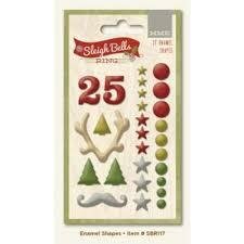 Stickers Sleigh bells shapes embellishments kerst p/27st