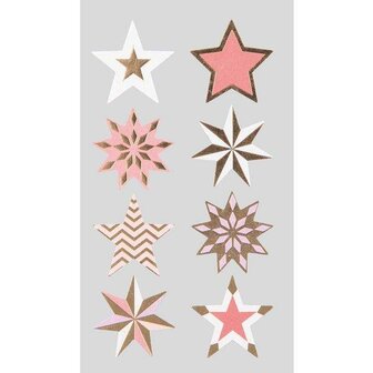 Stickers ster roze/goud p/32st