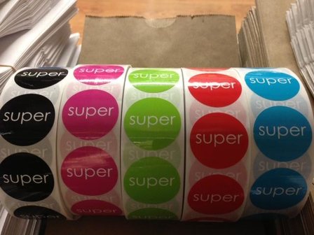 Stickers SUPER assorti kleuren  inhoud 20 stuks