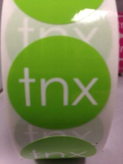Stickers TNX inhoud 500 stuks limegroen